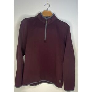 GH Bass Co Mens Burgundy Heather 1/4 Zip Pullover Fleece Sweatshirt Size X Large
